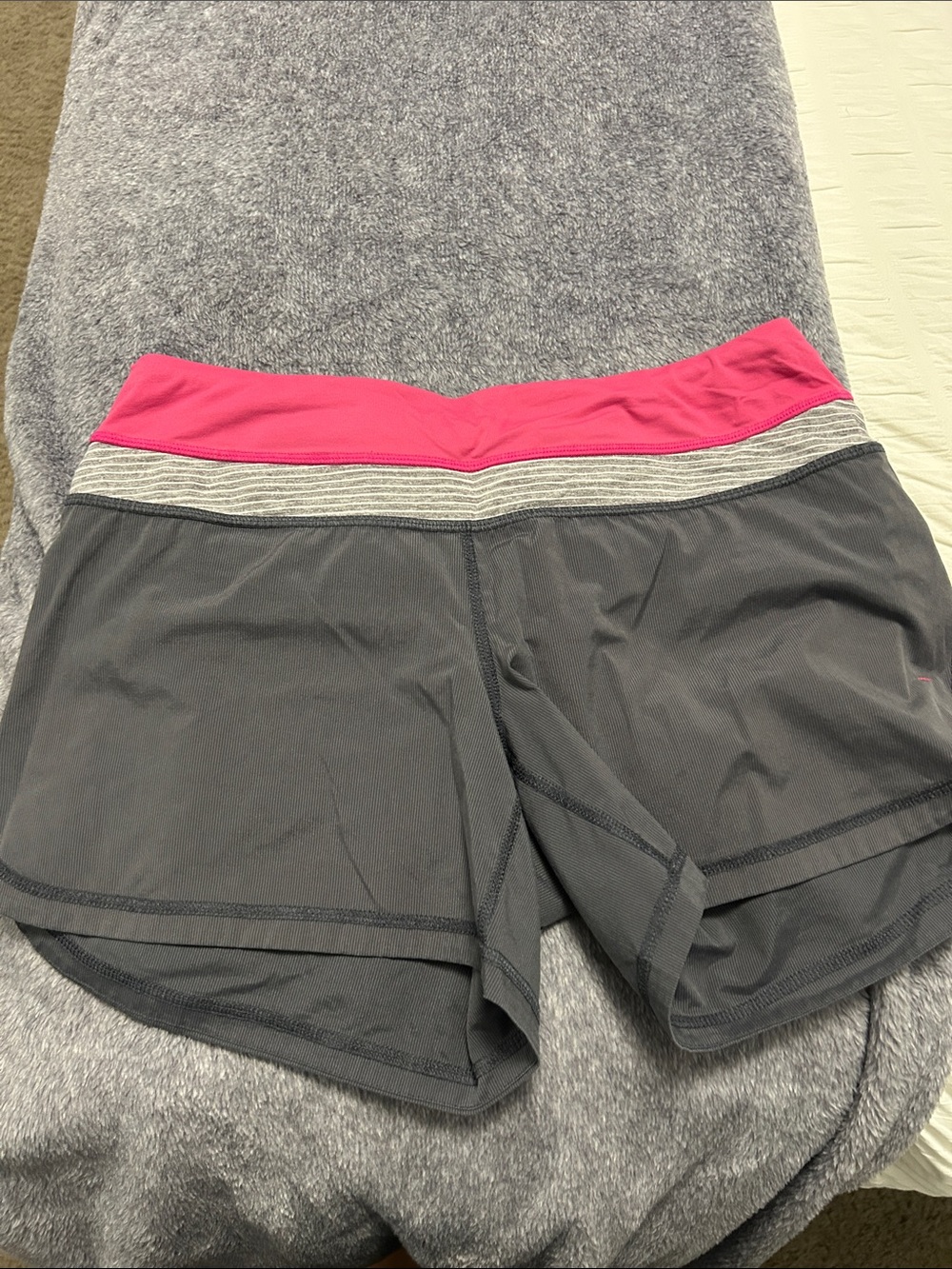 lululemon athletica Gray Athletic Shorts with Pink Waistband